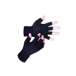 Γάντια πλεκτά κομμένα δάχτυλα και pvc Μαύρο 106A