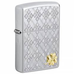 Zippo GR 4014 Four Leaf Clover Satin Chrome